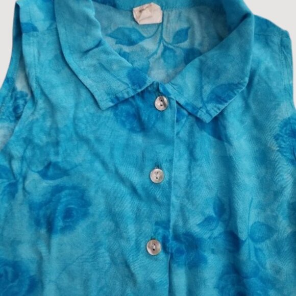 * COZY TOES Blue Floral Print Sleeveless Blouse with FREE Leggings Girls Size 6 - Picture 3 of 5